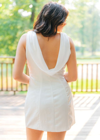 White Draped Satin Mini Dress | Select Trends Boutique