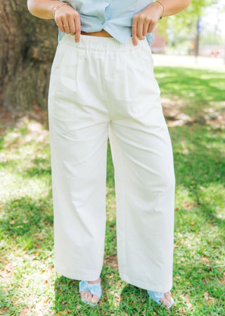 White Elastic Waist Trousers | Select Trends Boutique