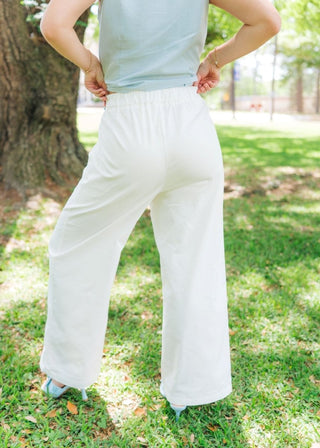 White Elastic Waist Trousers | Select Trends Boutique