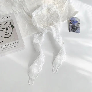 White Embroidered Lace Neck Scarf | Select Trends Boutique