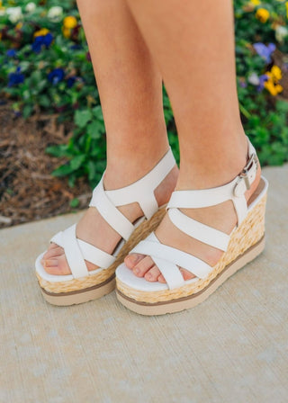 White Espadrille Platform Wedges - Select Trends Boutique