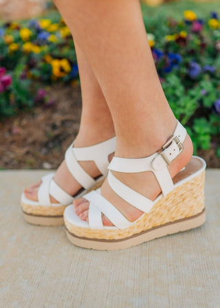 White Espadrille Platform Wedges - Select Trends Boutique