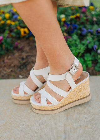 White Espadrille Platform Wedges - Select Trends Boutique
