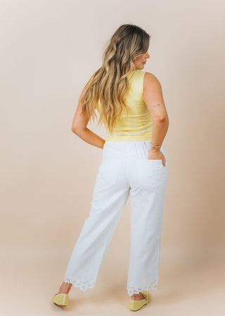 White Eyelet Embroidered Denim Jeans | Select Trends Boutique