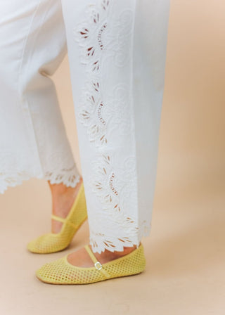 White Eyelet Embroidered Denim Jeans | Select Trends Boutique