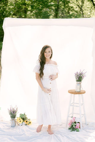 White Eyelet Lace Belted Maxi Dress | Select Trends Boutique