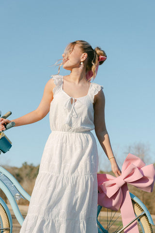 White Eyelet Lace Midi Dress