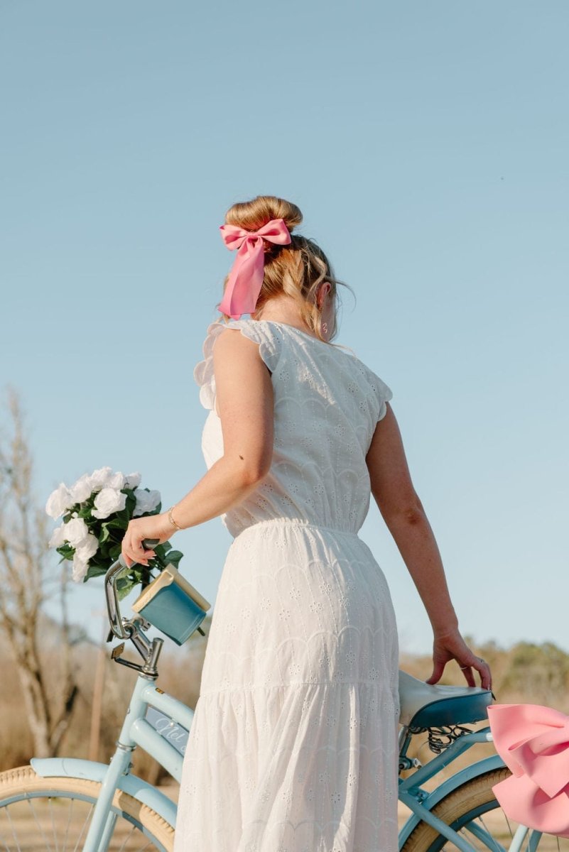 White Eyelet Lace Midi Dress