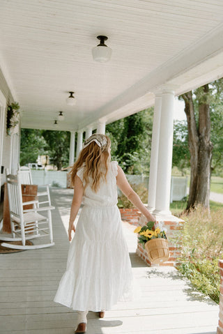 White Eyelet Lace Midi Dress