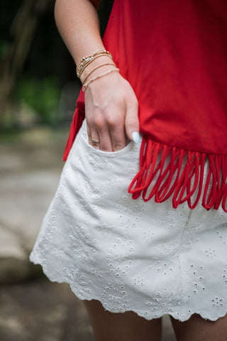 White Eyelet Lace Mini Skort | Select Trends Boutique