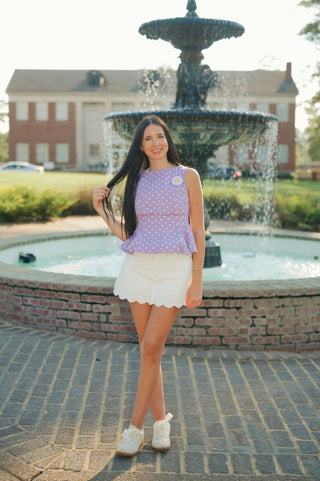 White Eyelet Lace Mini Skort | Select Trends Boutique