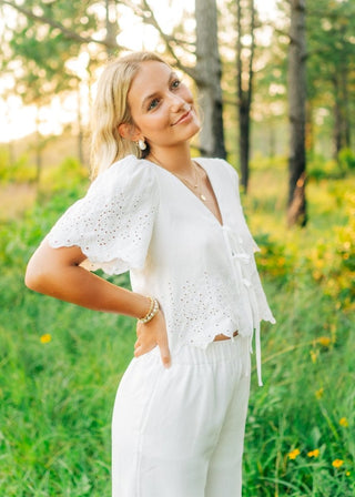 White Eyelet Lace Pant Set | Select Trends Boutique