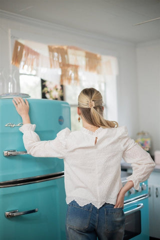 White Eyelet Lace Puff Sleeve Blouse - Select Trends Boutique