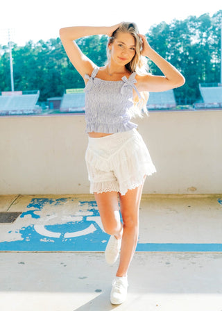 White Eyelet Lace Ruffle Skort - Select Trends Boutique