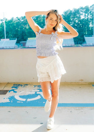 White Eyelet Lace Ruffle Skort - Select Trends Boutique