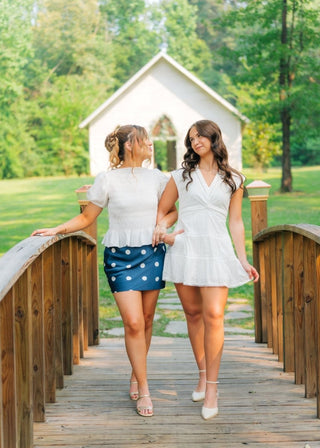 White Eyelet Lace Twist Front Dress | Select Trends Boutique