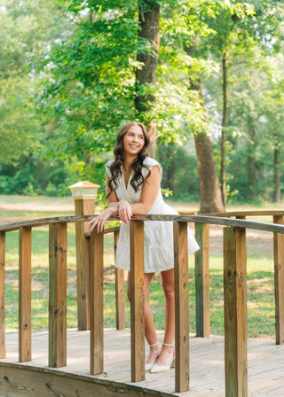 White Eyelet Lace Twist Front Dress | Select Trends Boutique