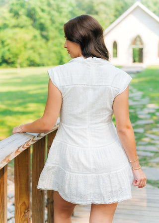White Eyelet Lace Twist Front Dress | Select Trends Boutique