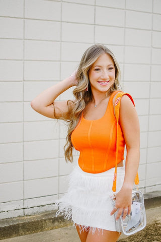 White Feather Tiered Mini Skirt from Select Trends Boutique