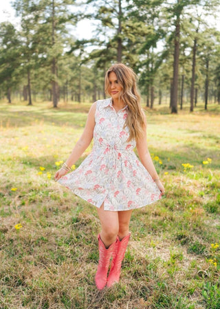 White Floral Collared Mini Dress - Select Trends Boutique