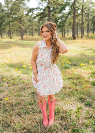 White Floral Collared Mini Dress - Select Trends Boutique