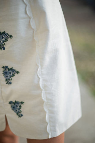 White Flower Detail Scalloped Mini Dress - Select Trends Boutique