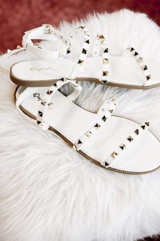 White Gold Jeweled Sandals | Select Trends Boutique