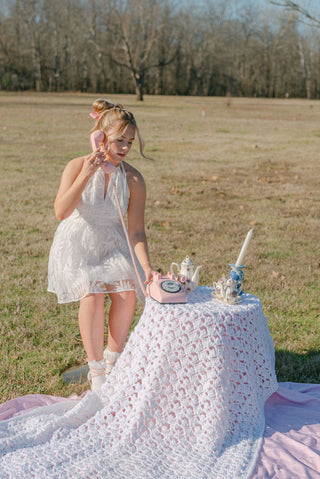 White Halter Low Back Mini Dress