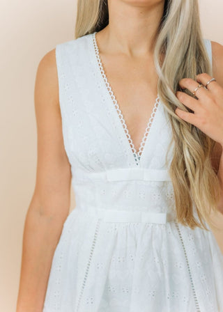 White Heart Eyelet Embroidered Dress | Select Trends Boutique