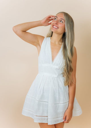 White Heart Eyelet Embroidered Dress | Select Trends Boutique
