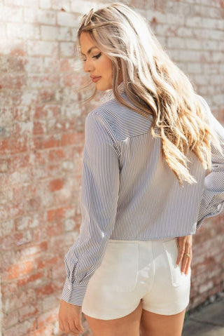 White High Rise Button Down Mini Skort | Select Trends Boutique