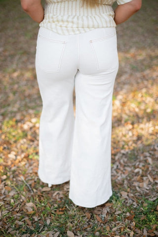 White High Waisted Flare Pants | Select Trends Boutique