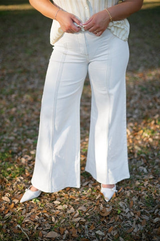 White High Waisted Flare Pants | Select Trends Boutique