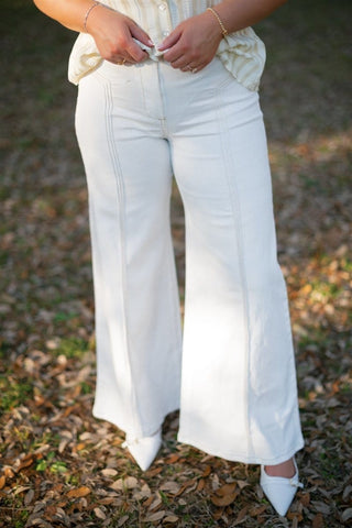 White High Waisted Flare Pants | Select Trends Boutique