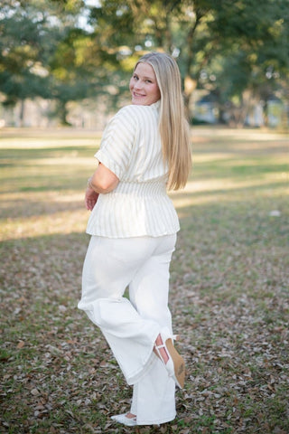 White High Waisted Flare Pants | Select Trends Boutique