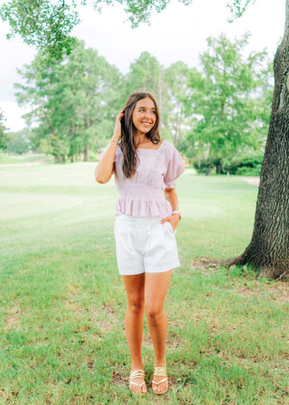 White High Waisted Pleated Shorts - Select Trends Boutique