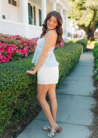 White High Waisted Pleated Shorts | Select Trends Boutique