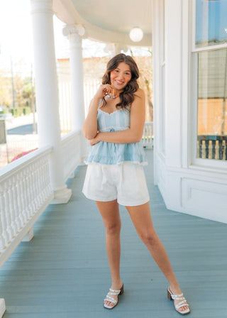 White High Waisted Pleated Shorts | Select Trends Boutique
