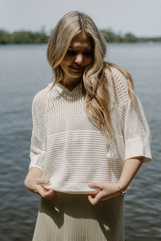 White Hooded Summer Sweater | Select Trends Boutique