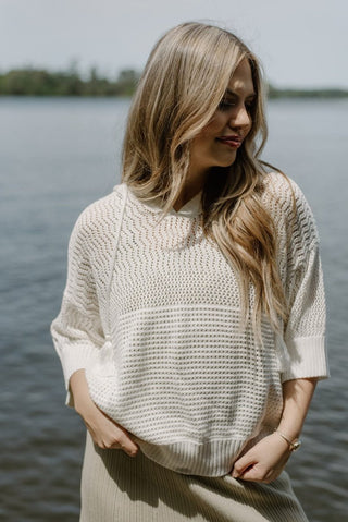 White Hooded Summer Sweater | Select Trends Boutique