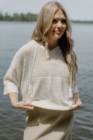 White Hooded Summer Sweater | Select Trends Boutique