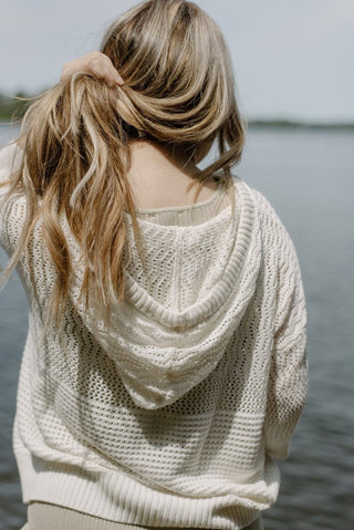 White Hooded Summer Sweater | Select Trends Boutique