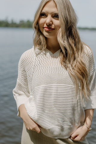 White Hooded Summer Sweater