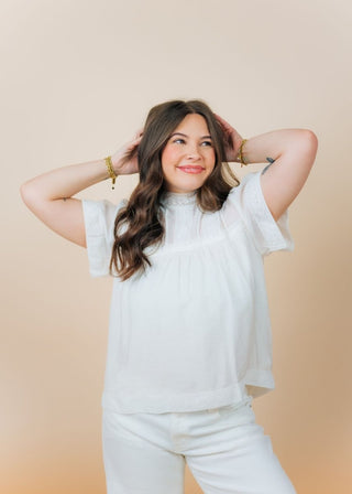 White Lace High Neck Blouse | Select Trends Boutique