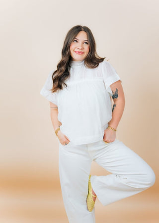 White Lace High Neck Blouse | Select Trends Boutique