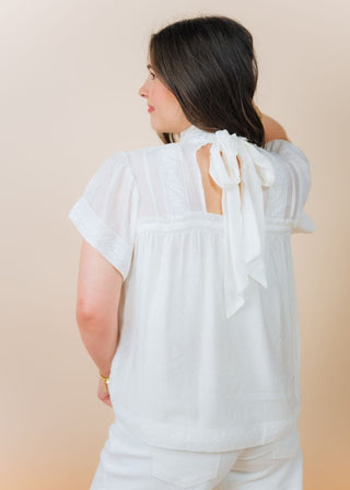 White Lace High Neck Blouse | Select Trends Boutique