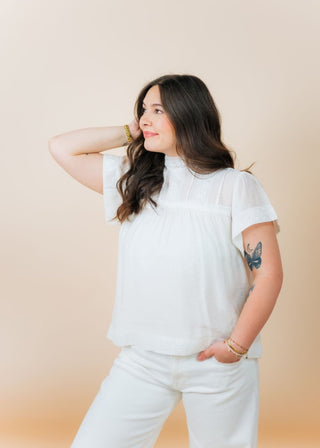 White Lace High Neck Blouse | Select Trends Boutique