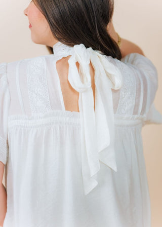 White Lace High Neck Blouse | Select Trends Boutique
