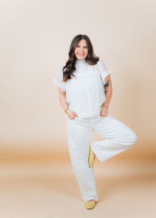 White Lace High Neck Blouse | Select Trends Boutique