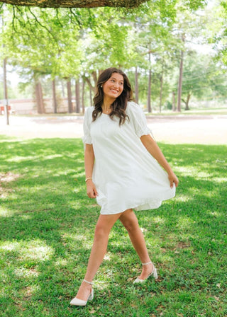 White Lace Trim Babydoll Dress | Select Trends Boutique